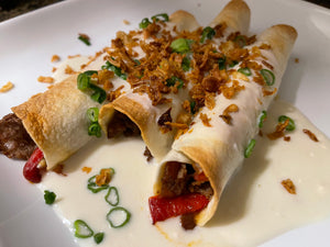 Steak Enchiladas with Queso Sauce & Jalapeno Sea Salt