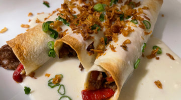 Steak Enchiladas with Queso Sauce & Jalapeno Sea Salt